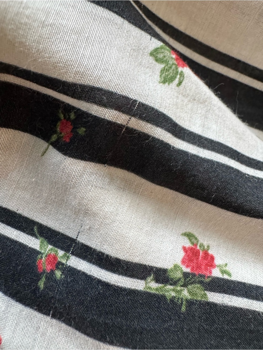 Anthropologie Eleanora Striped Rose Print Cotton Silk Blend Dress - Picture 4 of 4